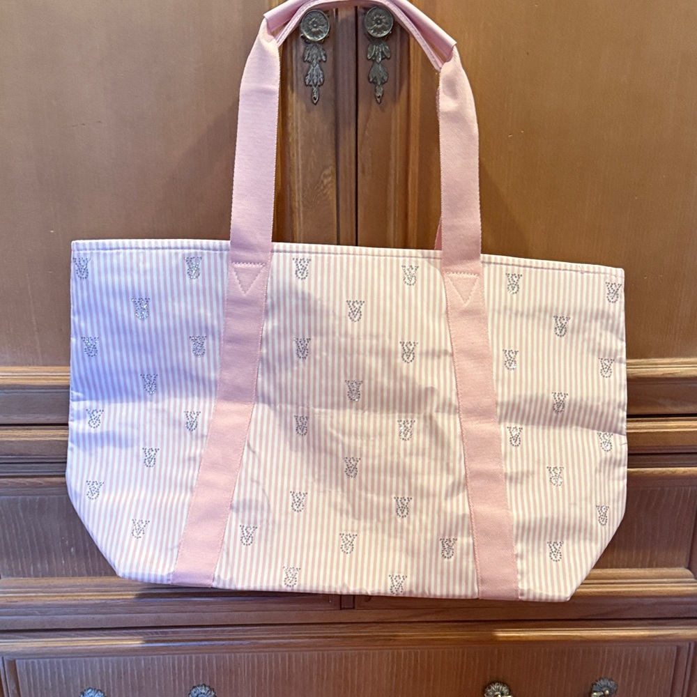Victoria's Secret Pink and Cream Striped Tote